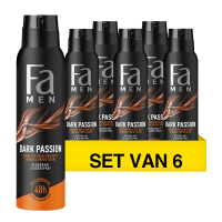 Fa Aanbieding: Fa Men Deodorant Spray Dark Passion (6 flessen - 150 ml)  SFA06221