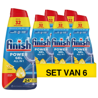 Finish Aanbieding: Finish All-in-1 Power Gel Lemon | Glans en Reiniging (6 flessen - 3900 ml)  SFI01157