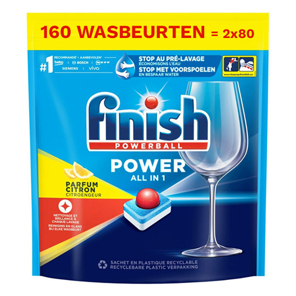 Finish Aanbieding: Finish Power All-in-1 vaatwastabletten Lemon  (160 vaatwasbeurten)  SFI01017 - 1