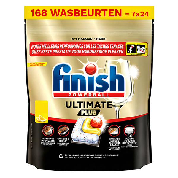 Aanbieding: Finish Powerball Ultimate Plus Vaatwastabletten  Lemon (7 zakken - 168 vaatwasbeurten) SFI01185 - 1