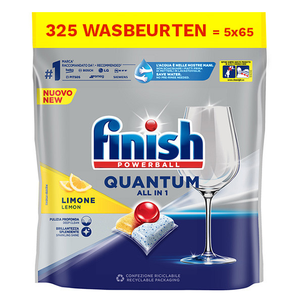 Finish Aanbieding: Finish Quantum All-in-1 vaatwastabletten Lemon (325 vaatwasbeurten)  SFI01035 - 1