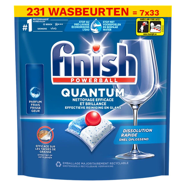 Finish Aanbieding: Finish Quantum All-in-1 vaatwastabletten Regular (7 zakken - 231 vaatwastabletten)  SFI01078 - 1