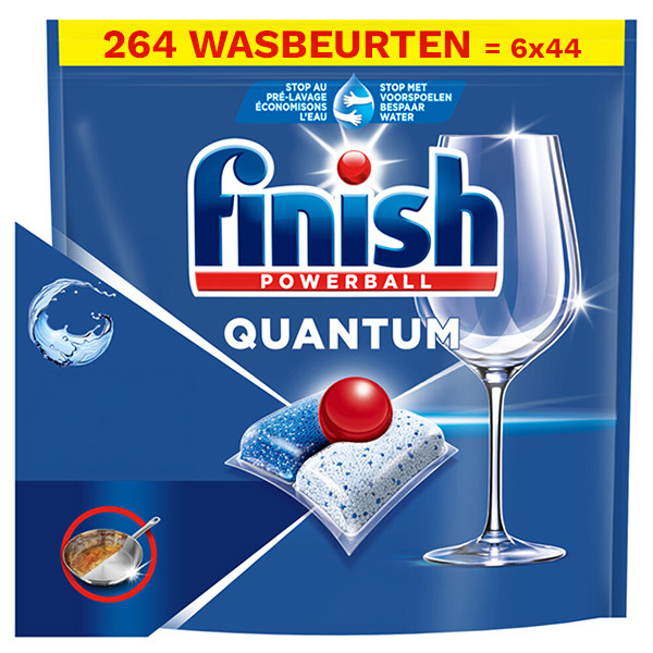 Finish Aanbieding: Finish Quantum Vaatwastabletten Regular (6 zakken - 264 vaatwasbeurten)  SFI01104 - 1