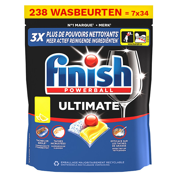 Aanbieding: Finish Ultimate Vaatwastabletten Lemon (7 zakken - 238 vaatwasbeurten) SFI01189 - 1