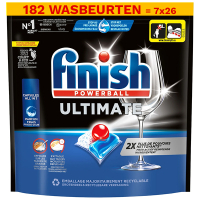 Finish Aanbieding: Finish Ultimate Vaatwastabletten Regular (7 zakken - 182 vaatwasbeurten)  SFI01137