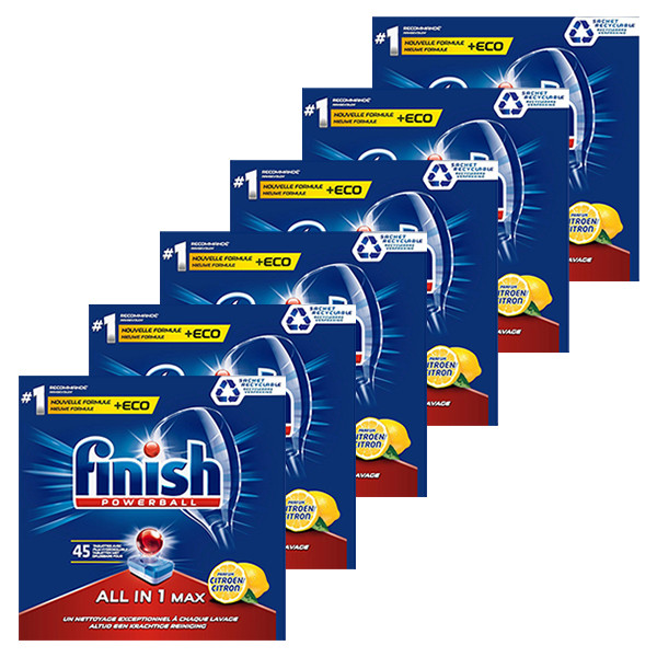 Finish Jaarverpakking: Finish All-in-1-Max Powerball vaatwastabletten Lemon (270 stuks)  SFI01001 - 1