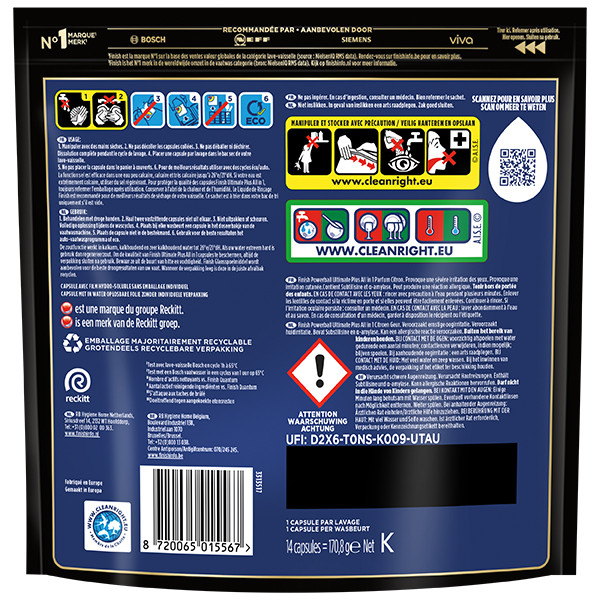 Finish Ultimate Plus Vaatwastabletten Lemon (14 vaatwasbeurten) SFI01144 - 2