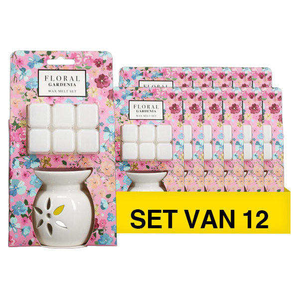 Aanbieding: Floral Wax Melt & Burner Set Garden (12 stuks à 60 g) SFL00067 - 1