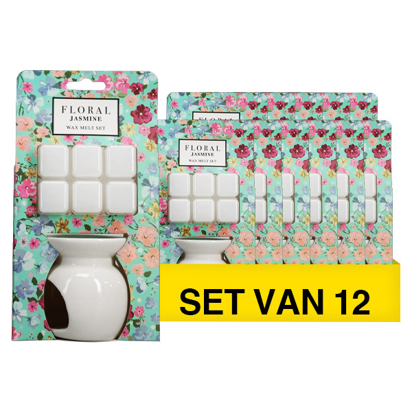 Aanbieding: Floral Wax Melt & Burner Set Jasmine (12 stuks à 60 g) SFL00069 - 1