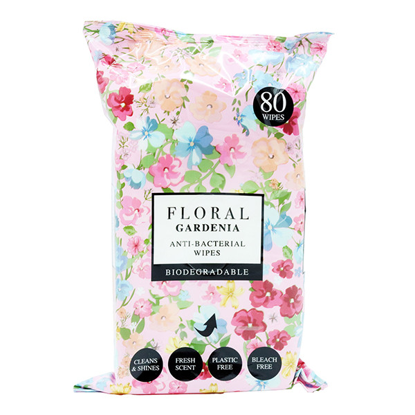 Floral Antibacteriële Doekjes Gardenia (1 verpakking, 80 doekjes) SFL00048 - 1