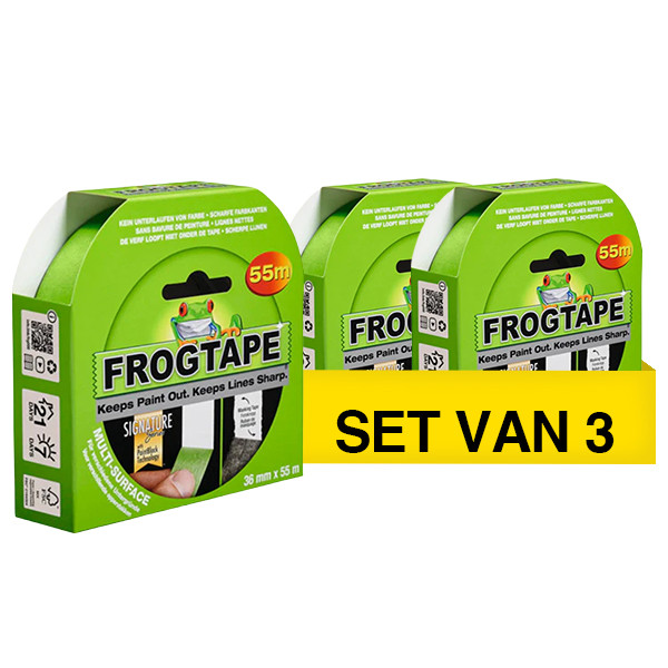 Aanbieding: 3x Frogtape Multi-Surface Schildertape (36 mm x 55 m) SFR00037 - 1