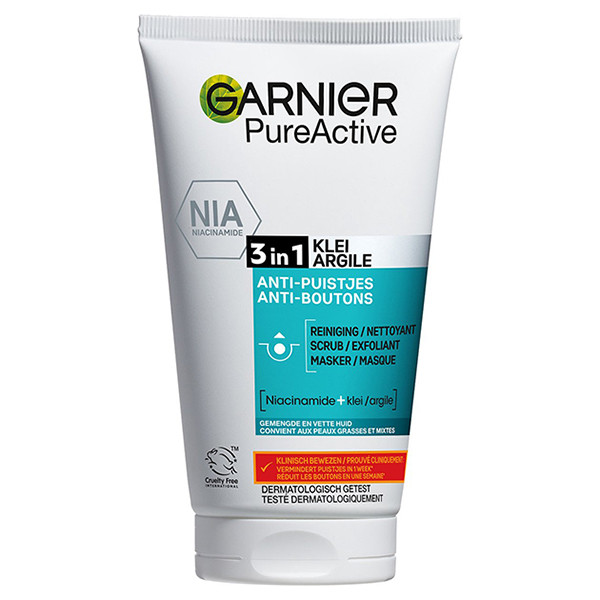 Bezit spier Ongemak Garnier Skin Naturals Pure Active 3-in-1 gezichtsreiniging (150 ml) Garnier  123schoon.nl