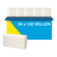 Gevouwen handdoeken 2-laags | 25 pakken | 123schoon huismerk | Geschikt voor Tork H2 dispenser SDR02017