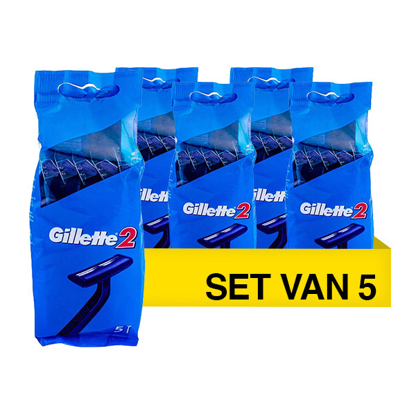 Aanbieding: Gillette 2 Wegwerpscheermesjes (5 verpakkingen à 5 stuks) SGI00309 - 1