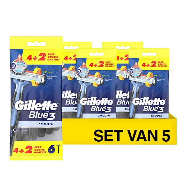 Aanbieding: Gillette Blue III wegwerpmesjes (5 verpakkingen à 6 stuks) SGI00307 - 1