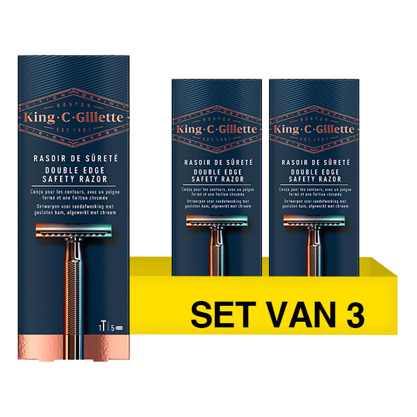 Aanbieding: Gillette King C. Double Edge scheersysteem + 5 mesjes (3 stuks) SGI00299 - 1