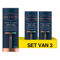 Aanbieding: Gillette King C. Double Edge scheersysteem + 5 mesjes (3 stuks) SGI00299