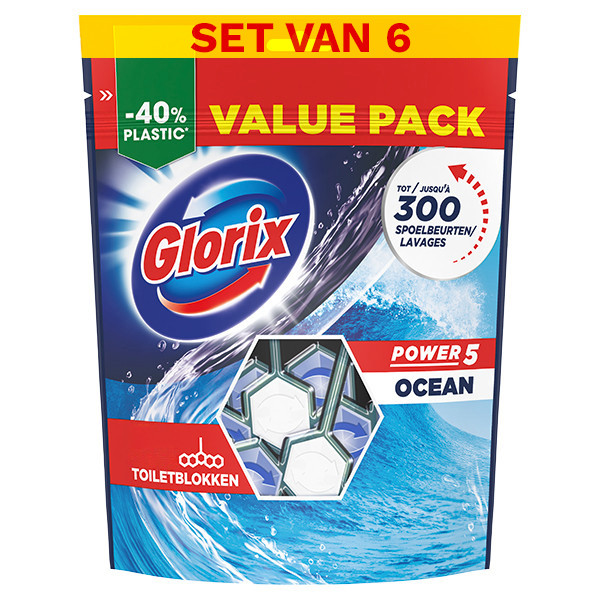 Aanbieding: Glorix Power 5 Ocean Toiletblok  (6 verpakkingen - 30 toiletblokken) SGL00071 - 1