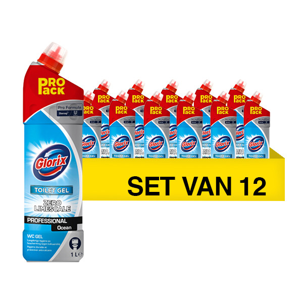 Glorix Aanbieding: Glorix Professional Toiletreiniger Gel Ocean (zonder bleek) (12 stuks - 1 L)  SGL00076 - 1