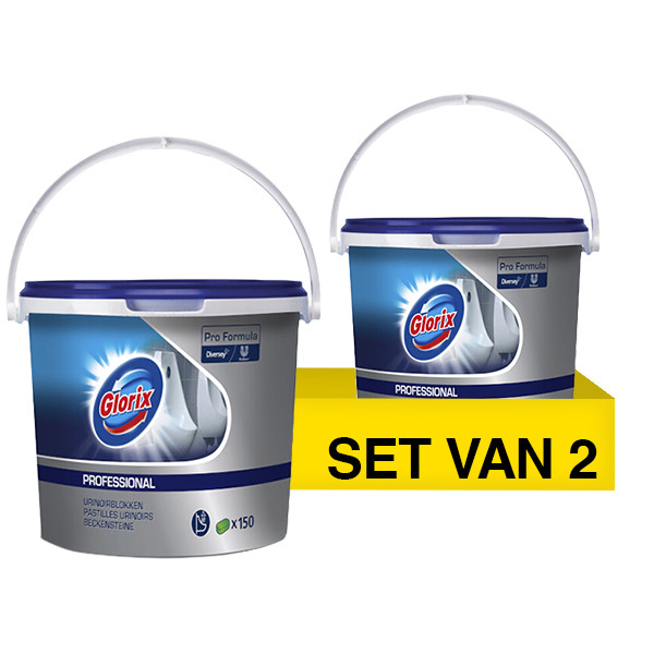 Aanbieding: Glorix Professional Urinoirblokken (2 stuks à 150 blokken) SGL00708 - 1