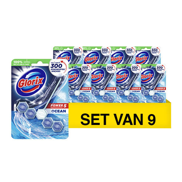 Glorix Aanbieding: Glorix toiletblok Power 5 Ocean 55 gram (9 stuks)  SGL00043 - 1