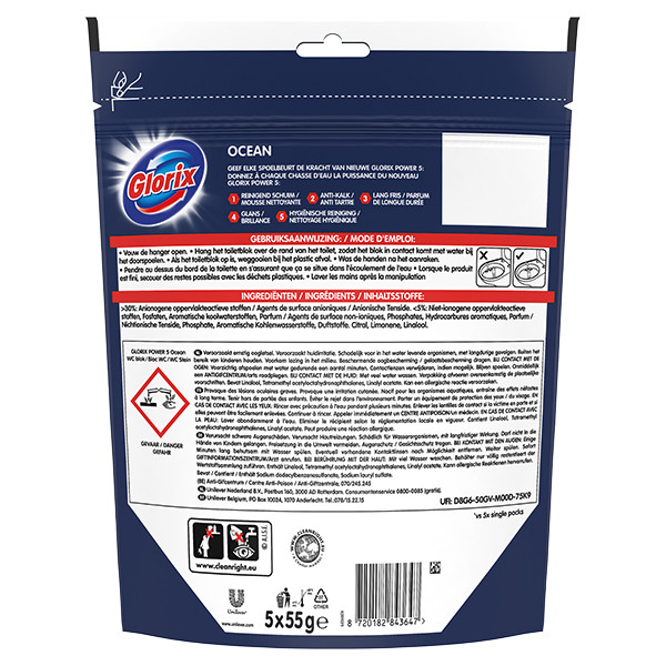 Glorix Power 5 Ocean Toiletblok (5 stuks) SGL00070 - 2