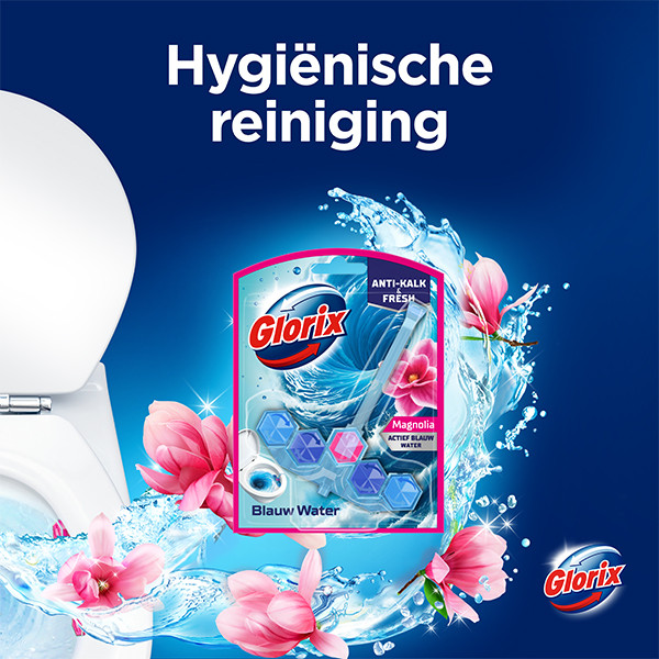 Glorix Toiletblok Magnolia Actief Blauw Water (53 g)  SGL00083 - 3