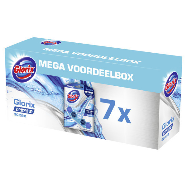 Glorix toiletblok Power 5 Blauw Water Ocean 53 gram (7 stuks)  SGL00051 - 5