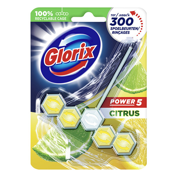 Glorix toiletblok Power 5 Citroen (55 gram)  SGL00056 - 1