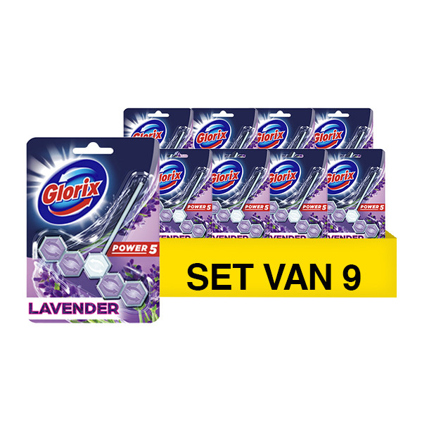 Glorix toiletblok Power 5 Lavendel 55 gram (9 stuks)  SGL00055 - 1