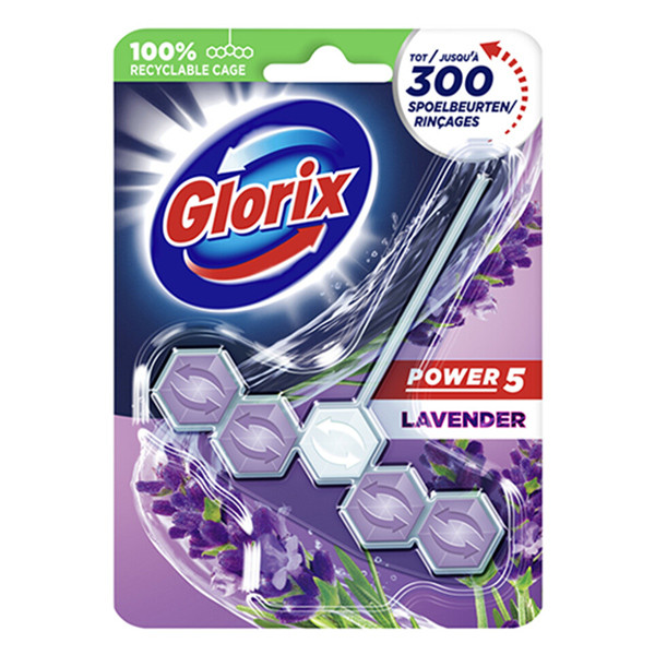 Glorix toiletblok Power 5 Lavendel (55 gram)  SGL00054 - 1
