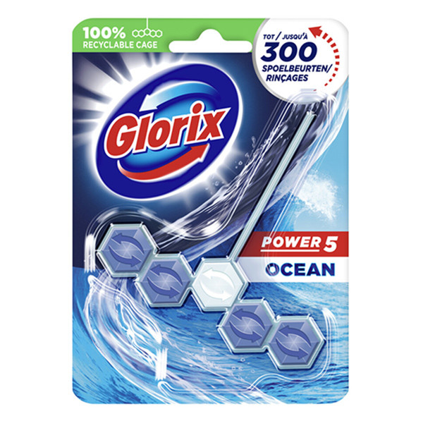 Glorix toiletblok Power 5 Ocean (55 gram)  SGL00042 - 1
