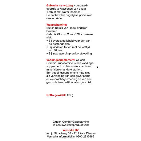 Glucon Combi Glucosamine Chondroïtine/MSM + Mangaan Tabletten (60 stuks) SGL00113 - 3