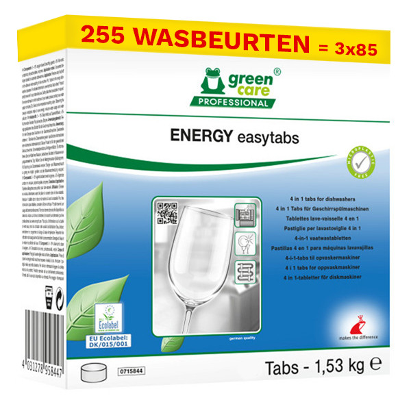Aanbieding: Green Care Energy Easytabs | Vaatwastabletten | 3 stuks  x 85 vaatwastabletten SGR00148 - 1