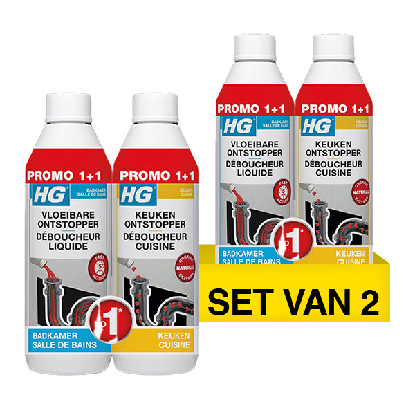 Aanbieding: 2x bundel HG Vloeibare Ontstopper (500 ml) + Keukenontstopper (500 ml) SHG00832 - 1