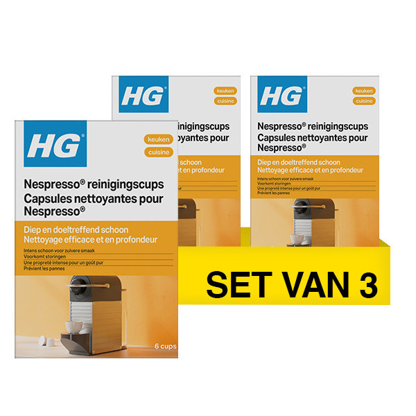 Aanbieding: HG Nespresso Reinigingscups (3 verpakkingen à 6 stuks) SHG00491 - 1