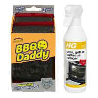 HG oven, grill- en barbecuereiniger 500 ml + 2 Scrub Daddy Scour Steel sponzen