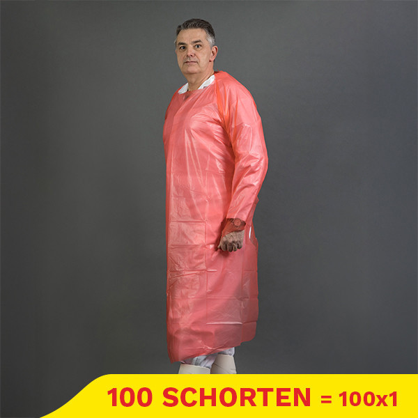 Aanbieding: CPE-schort met mouw (100 zakken à 1 stuk – 100 x 125 cm) SHY00654 - 1