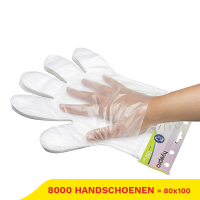 Aanbieding: HDPE Handschoenen Transparant Afscheurbaar (80 verpakkingen à 100 stuks, 1,10 gram, 26 cm) SHY00281 Aanbieding: HDPE Handschoenen Transparant Afscheurbaar (80 verpakkingen à 100 stuks, 1,10 gram, 26 cm) SHY00281