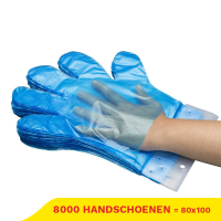 Aanbieding: HDPE Handschoenen Transparant Blauw L Afscheurbaar  1,10 gram (80 verpakkingen à 100 stuks) SHY00283