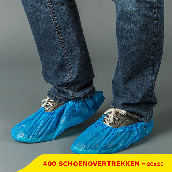 Aanbieding: HDPE schoenovertrek handmade Xstrong 8 g (15×41 cm, 20 zakken à 20 stuks) SHY00544 - 1