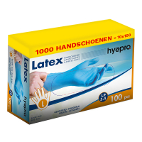 Aanbieding: Latex handschoenen maat L Gepoederd (10 dispenserdozen à 100 stuks 5,4 gram, 24 cm) SHY00201