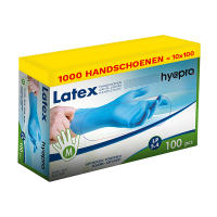 HY@PRO Aanbieding: Latex handschoenen maat M Gepoederd (10 dispenserdozen à 100 stuks 5,4 gram, 24 cm, 100 stuks)  SHY00199