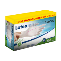 HY@PRO Aanbieding: Latex handschoenen maat M Gepoederd (10 dispenserdozen 5 gram, 24 cm, 100 stuks)  SHY00191