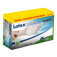 Aanbieding: Latex handschoenen maat M Ongepoederd (10 dispenserdozen à 100 stuks 5 gram, 24 cm) SHY00207