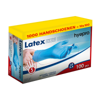 HY@PRO Aanbieding: Latex handschoenen maat S Gepoederd (10 dispenserdozen à 100 stuks 5,4 gram, 24 cm)  SHY00197