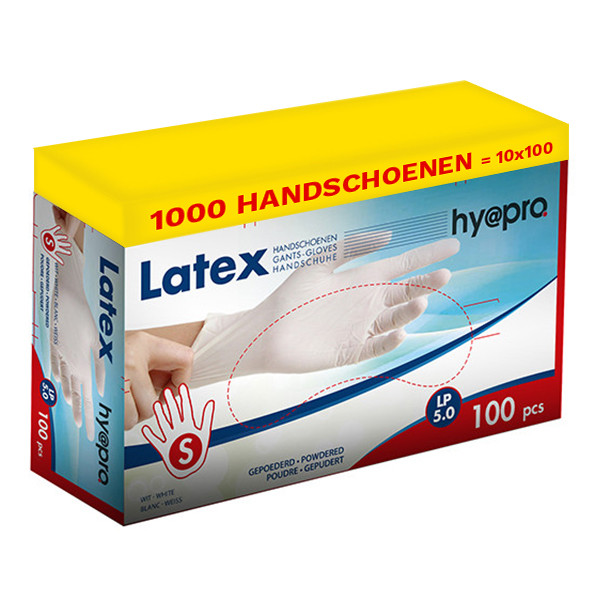 Aanbieding: Latex handschoenen maat S Ongepoederd (10 dispenserdozen à 100 stuks 5 gram, 24 cm, 100 stuks) SHY00205 - 1