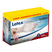 Aanbieding: Latex handschoenen maat S Ongepoederd (10 dispenserdozen à 100 stuks 5 gram, 24 cm, 100 stuks) SHY00205