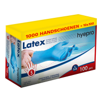 HY@PRO Aanbieding: Latex handschoenen maat S Ongepoederd (10 dispenserdozen, blauw, 5,8 gram, 24 cm, 100 stuks)  SHY00221
