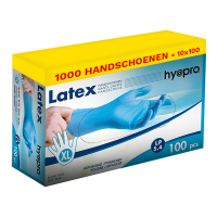 HY@PRO Aanbieding: Latex handschoenen maat XL Gepoederd (10 dispenserdozen à 100 stuks 5,4 gram, 24 cm)  SHY00203